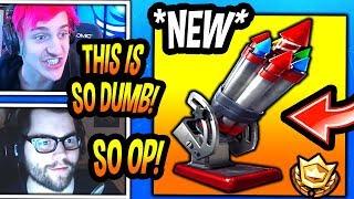 STREAMERS *FIRST TIME* USING *NEW* "BOTTLE ROCKETS" EXPLOSIVE! (OVERPOWERED?) Fortnite FUNNY Moments