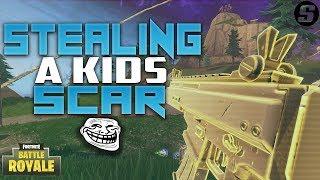 Stealing A Kids GOLD SCAR In Fortnite: Battle Royale (Fortnite Funny Trolling)