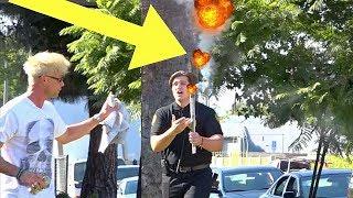 FIREWORK EXPLODES ON SECURITY GUARD DURING PRANK!!! (I Can't Believe This Happened!)