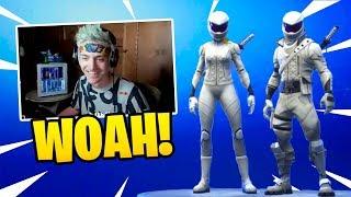 NINJA REACTS TO *NEW* WHITEOUT & OVERTAKER SKINS! - Fortnite Funny Fails & WTF Moments #87