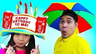 Emma & Jannie Pretend Play Funny Hats Challenge Kids Video Toys and Colors