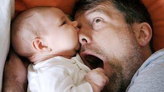 Funny Daddy Kisses Baby Make Baby Laugh - They Are So Cute