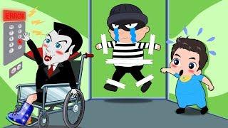 Baby Catch a Thief in Elevator Funny Story! Popular Kids Songs by Cartoons Sun & Moon