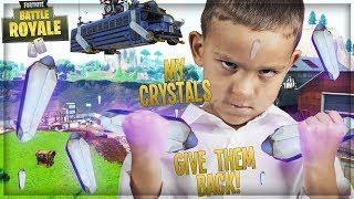 STEALING ANGRY NOOBS "GRAVITY CRYSTALS" AT "DUSTY DIVOT" ON FORTNITE (Funny Fortnite Trolling)