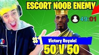 ESCORT NOOB ENEMY TO #1 VICTORY IN 50V50! IMPOSSIBLE! Fortnite Funny Fails and WTF Moments #25