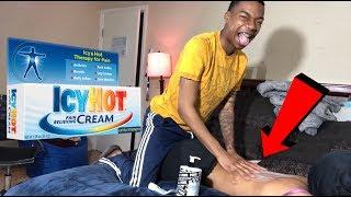 ICY HOT MASSAGE PRANK ON GIRLFRIEND!!! (SHE FREAKS OUT)