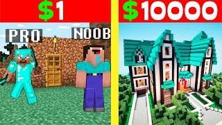 Noob vs Pro : $1 HOUSE vs $100000 HOUSE - funny Minecraft Battle