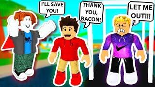 ROBLOX BACON SAVES MAN FROM BULLY! BACONMAN! Roblox Admin Commands | Roblox Funny Moments!