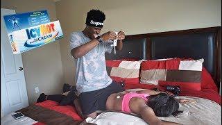 ICY HOT MASSAGE PRANK ON MY GIRLFRIEND!!! (FREAKS OUT)