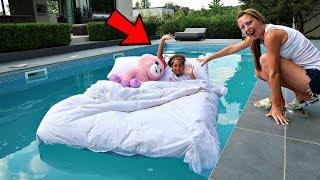 TIANA'S BED IN OUR SWIMMING POOL PRANK!!