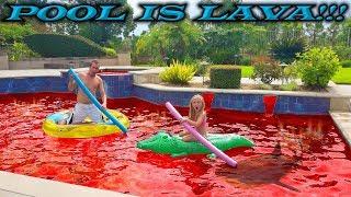 Pool is Lava Challenge!! Pool Monster Escape Prank on Giant Pool Toys!