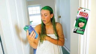 GREEN HAIR DYE SHAMPOO PRANK ON GIRLFRIEND!! (RUINS HER HAIR!)