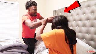 CUTTING MY GIRLFRIENDS HAIR PRANK!! *SHE GETS MAD*
