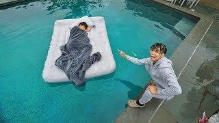 TWIN BROTHER WAKES UP IN SWIMMING POOL PRANK!